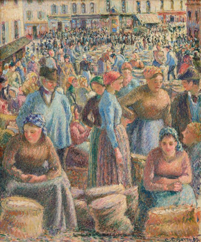 카미유 피사로, 퐁투아즈 곡물 시장, 1893, 캔버스에 유채, 46.5&times;39cm, 국립현대미술관 이건희컬렉션 [사진=MMCA 제공]