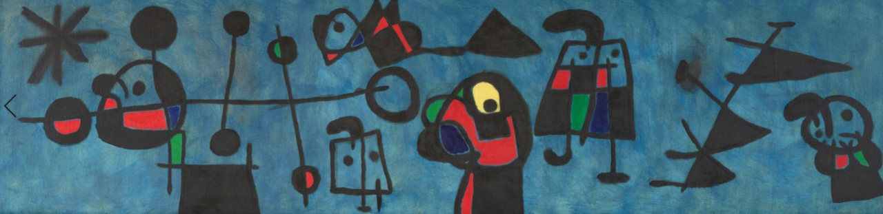 호안 미로, 회화, 1953, 캔버스에 유채, 96&times;376cm. 국립현대미술관 이건희컬렉션 ⓒ Successi&oacute; Mir&oacute; / ADAGP, Paris - SACK, Seoul, 2022 [사진=MMCA 제공]