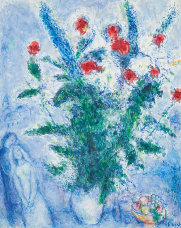 마르크 샤갈, 결혼 꽃다발, 1977-1978, 캔버스에 유채, 91.5&times;72.8cm, 국립현대미술관 이건희컬렉션 ⓒ Marc Chagall / ADAGP, Paris - SACK, Seoul, 2022 [사진=MMCA 제공]