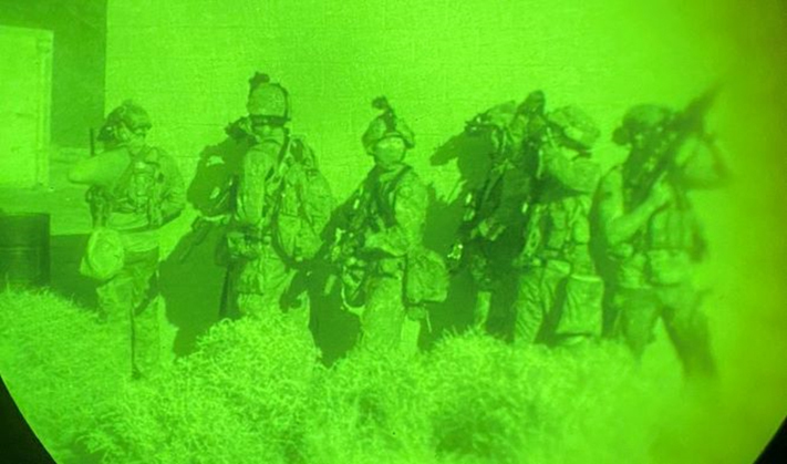 Republic of Korea Army soldiers participate in urban warfare training during nighttime at the National Training Center in Fort Irwin, California, as part of a joint training mission with the US Army. (Courtesy photo -8th Army)