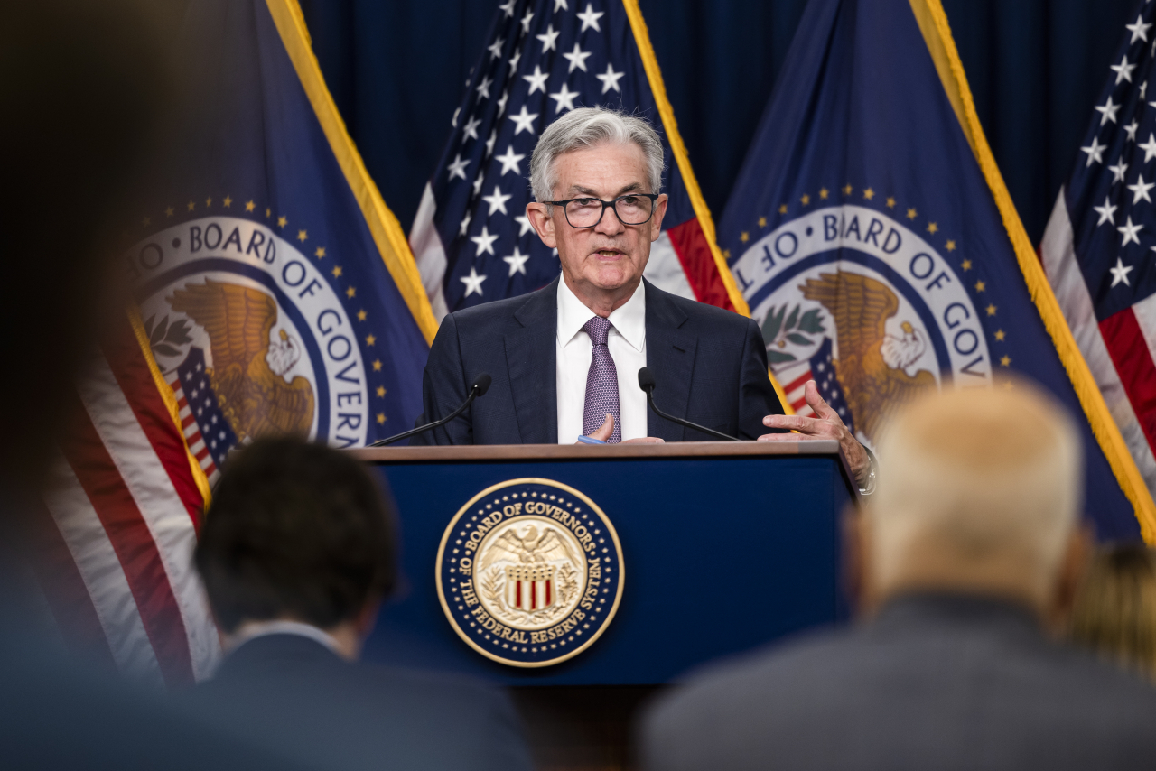 제롬 파월 미국 연방준비제도(Fed·연준) 의장이 21일(현지시간) 연방공개시장위원회(FOMC) 정례회의에서 기준금리 0.75%포인트 인상을 결정한 뒤 기자회견을 하고 있다. 파월 의장은 "물가상승률이 (연준 목표치인) 2%를 향해 내려가고 있다고 매우 확신하기 전에는 금리 인하를 고려하지 않을 것"이라고 말했다. [연합]
