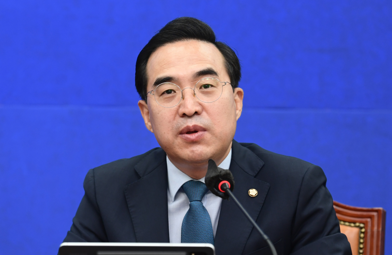더불어민주당 박홍근 원내대표가 23일 국회에서 열린 최고위원회의에서 발언하고 있다. [연합]