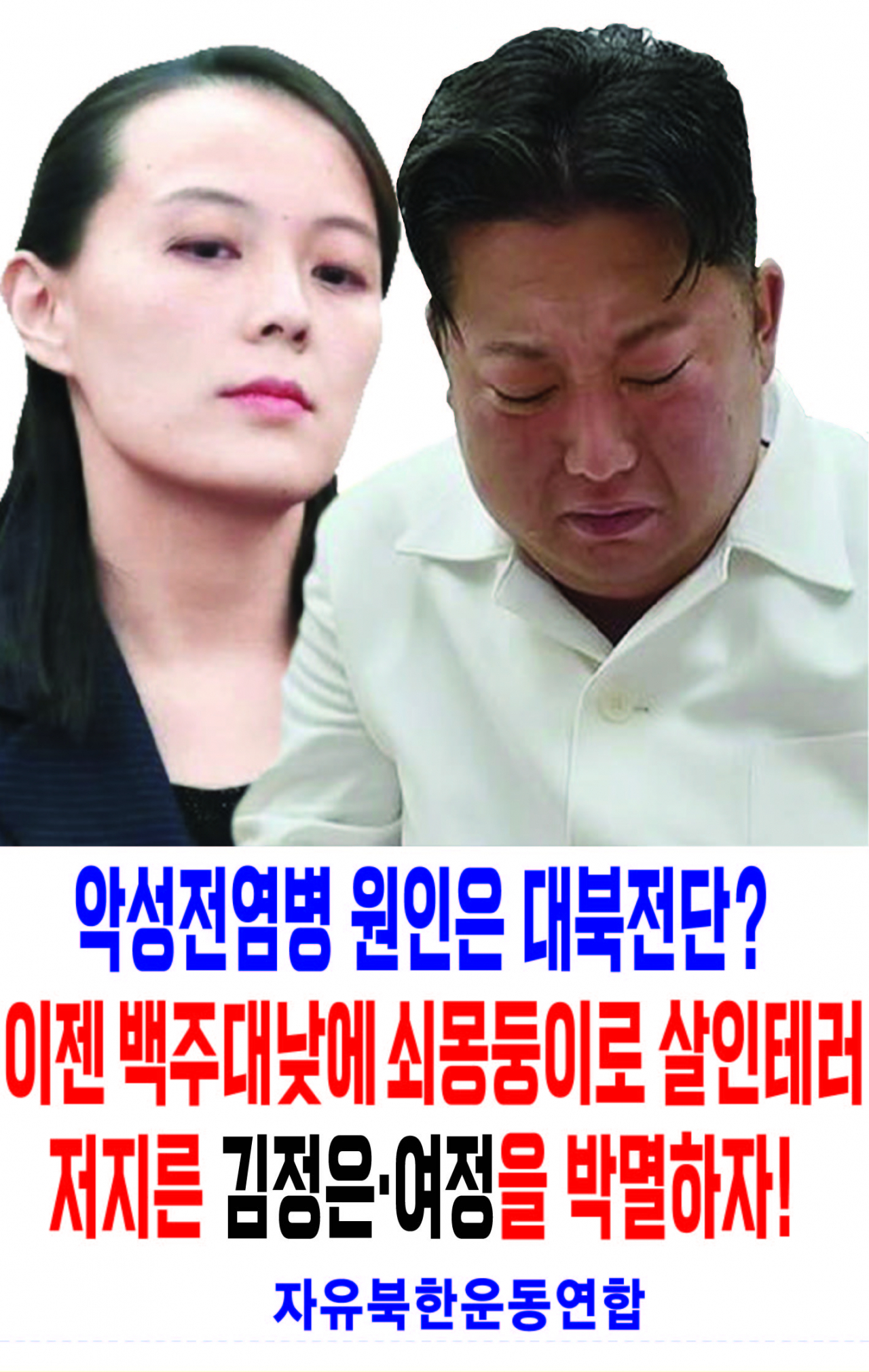 통일부는 23일 국내 민간단체들의 대북전단 살포에 우려를 표하고 자제를 촉구하면서 북한이 대북전단 살포를 빌미로 도발할 경우 단호하게 대처할 것이란 입장을 밝혔다. 국내 민간단체가 살포한 대북전단 자료사진. [자유북한운동연합 제공]