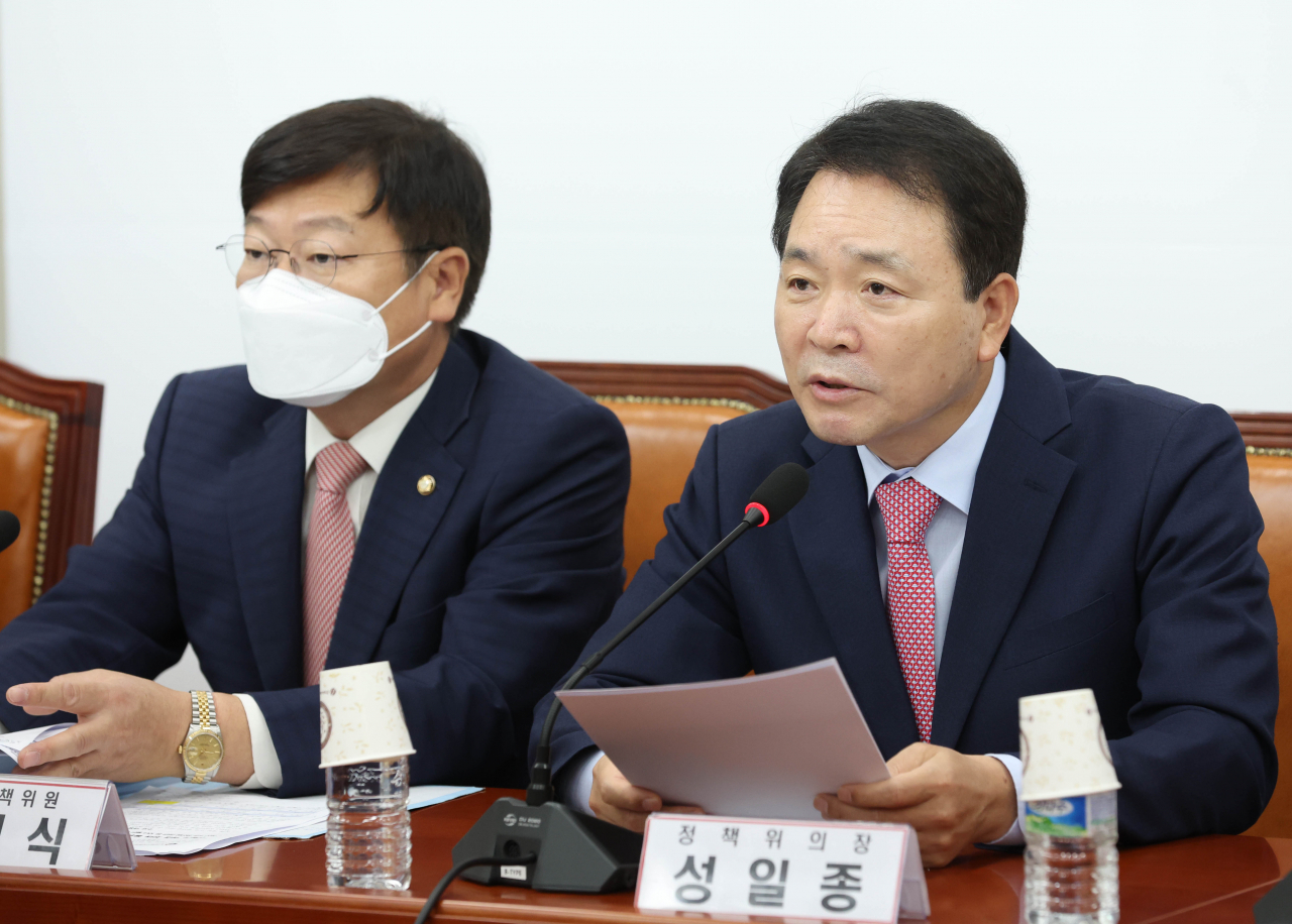 국민의힘 성일종 정책위의장이 26일 서울 여의도 국회에서 열린 비상대책위원회의에서 발언하고 있다. [사진=이상섭 기자]