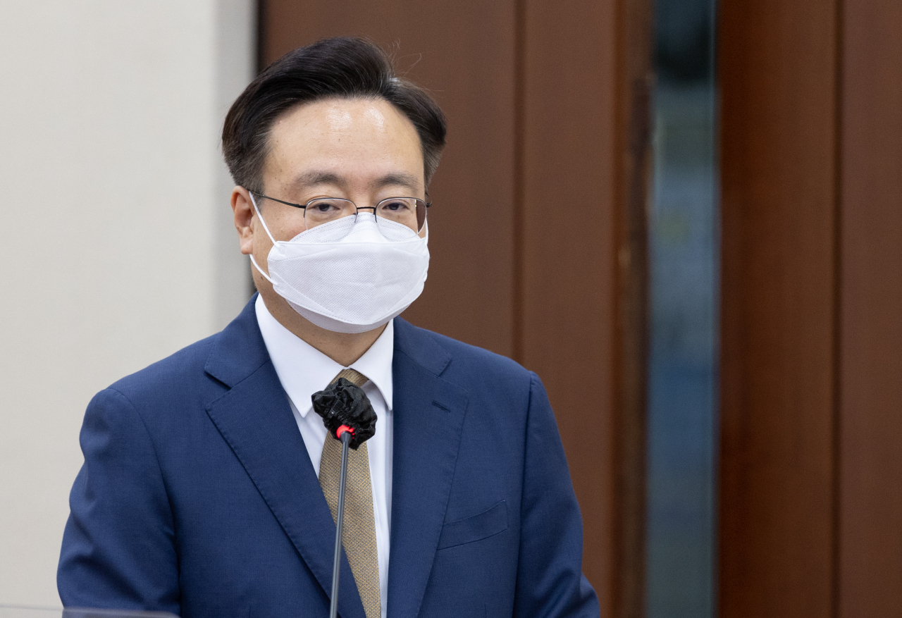 조규홍 보건복지부 장관 후보자가 27일 국회 보건복지위원회에서 열린 인사청문회에서 모두발언을 하고 있다. [연합]