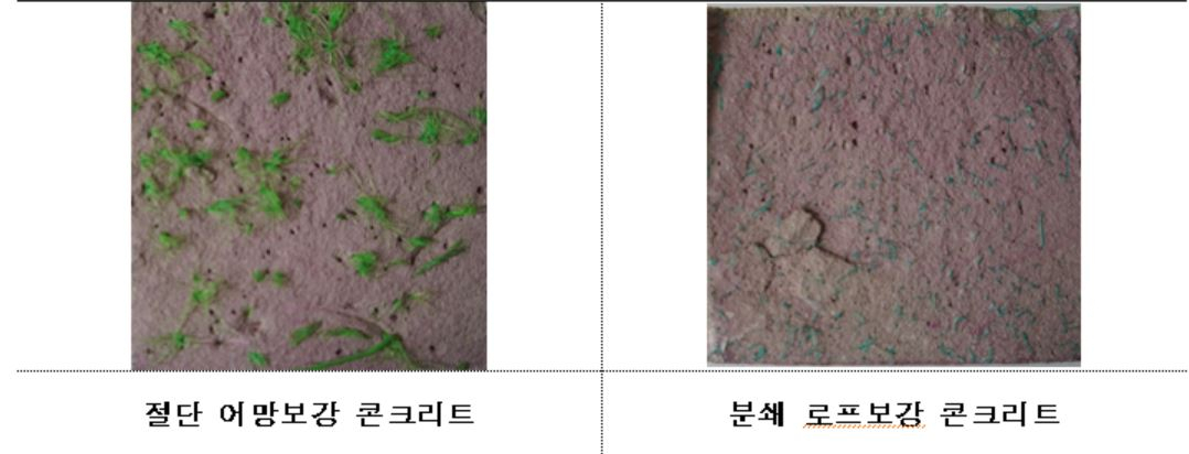 폐어망 및 로프 보강 콘크리트의 단면.[KIOST 제공]