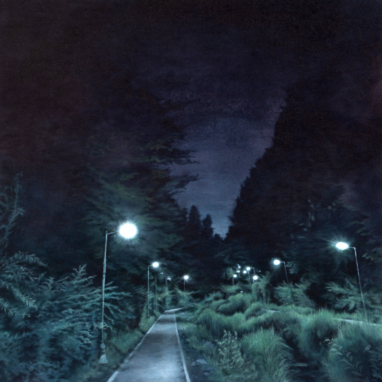 박춘화, 밤길I, 112x112cm, 장지에 아크릴, 2021