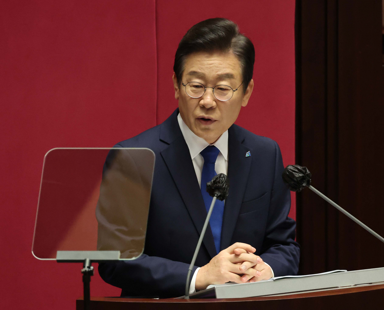 더불어민주당 이재명 대표가 28일 서울 여의도 국회에서 열린 본회의에서 교섭단체 대표연설을 하고 있다. [사진=이상섭 기자]