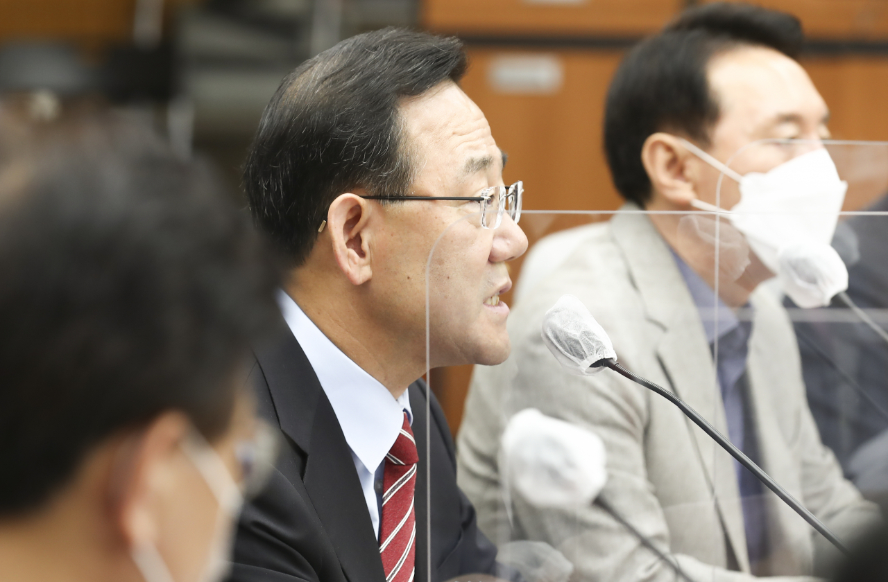 국민의힘 주호영 원내대표가 30일 서울 여의도 국회에서 열린 국정감사 대책회의에서 발언하고 있다.[사진=이상섭 기자]