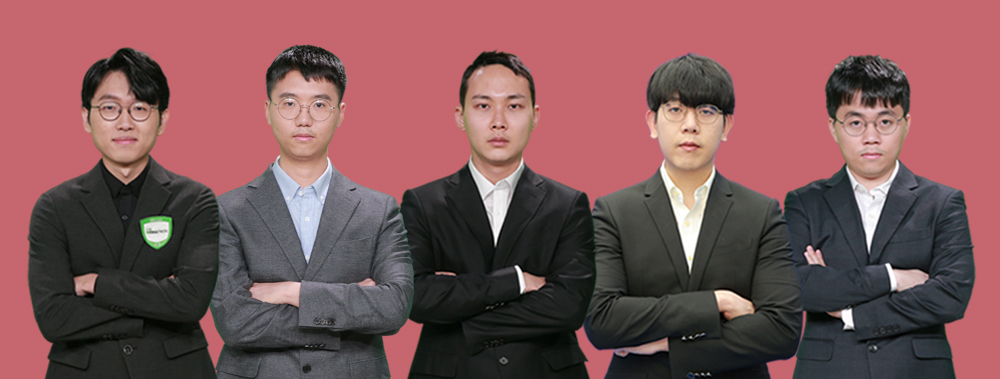 왼쪽부터 신진서 변상일 박정환 강동윤 신민준 9단./한국기원 제공
