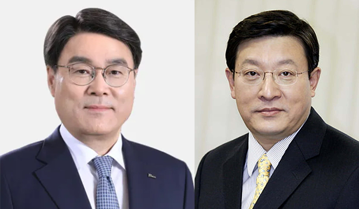 최정우(왼쪽) 포스코 그룹 회장과 허태수 GS 그룹 회장.