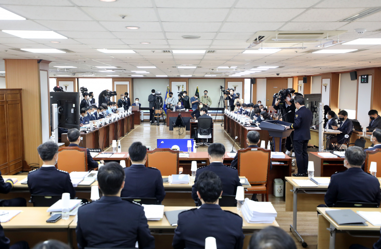 7일 오전 서울 서대문구 경찰청에서 국회 행정안전위원회 경찰청 국정감사가 진행되고 있다. [연합]