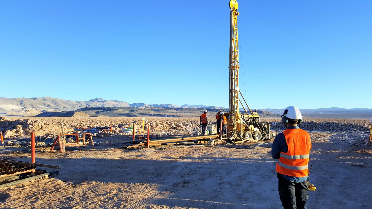 This photo shows workers at Kachi Lithium Brine Project in northern Argentina. (Lake Resources)
