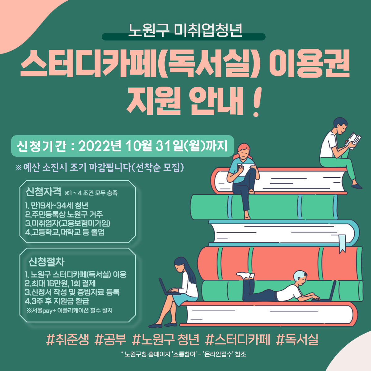 노원구 ‘스터디카페 이용권 지원’ 안내 포스터. [노원구 제공]