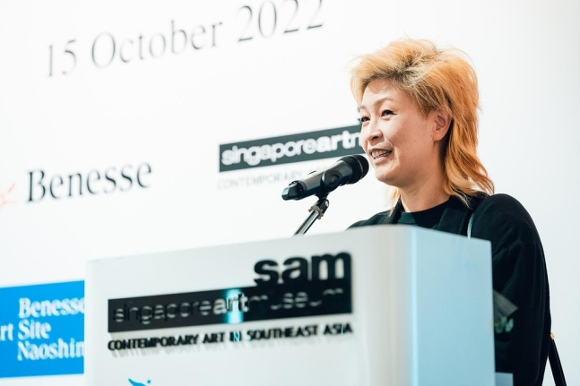 0월15일 싱가포르 아트 뮤지엄에서 진행된 시상식에 참석한 양혜규 작가.