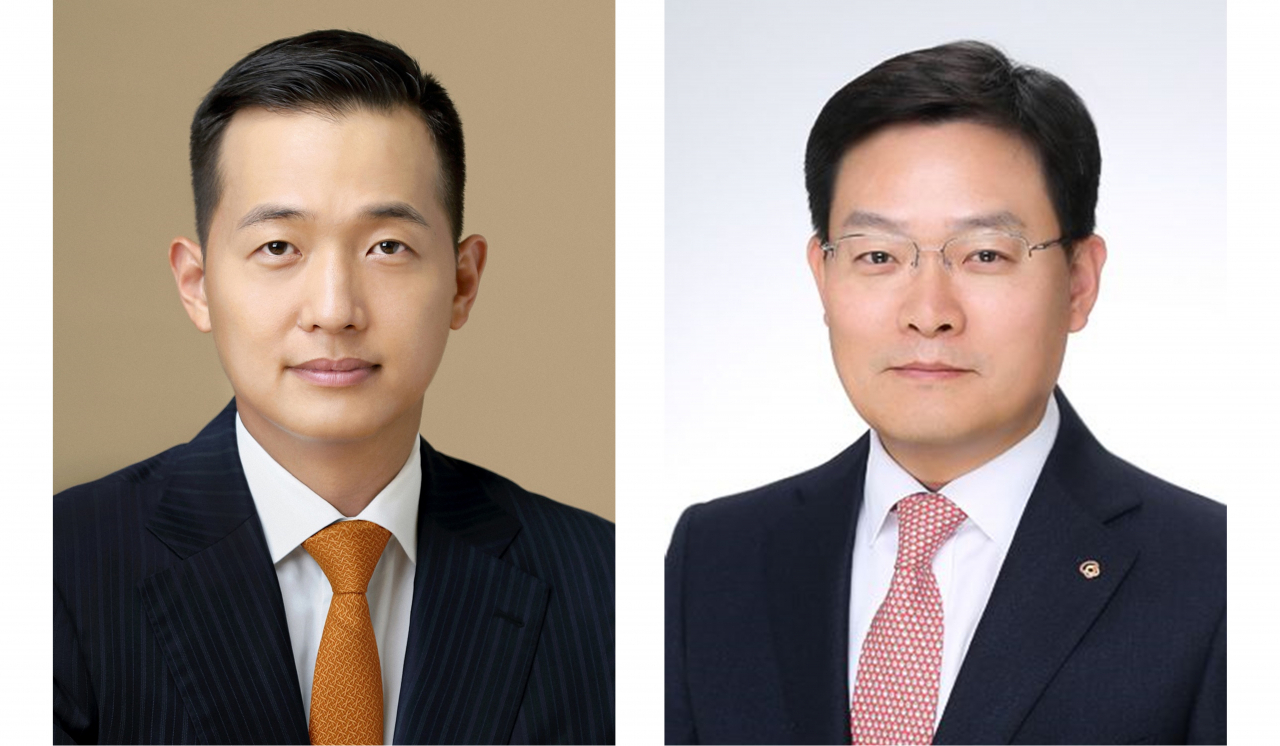 김동관(왼쪽) 한화에어로스페이스 전략부문 대표(부회장)와 손재일 한화에어로스페이스 사업부문 대표(사장)