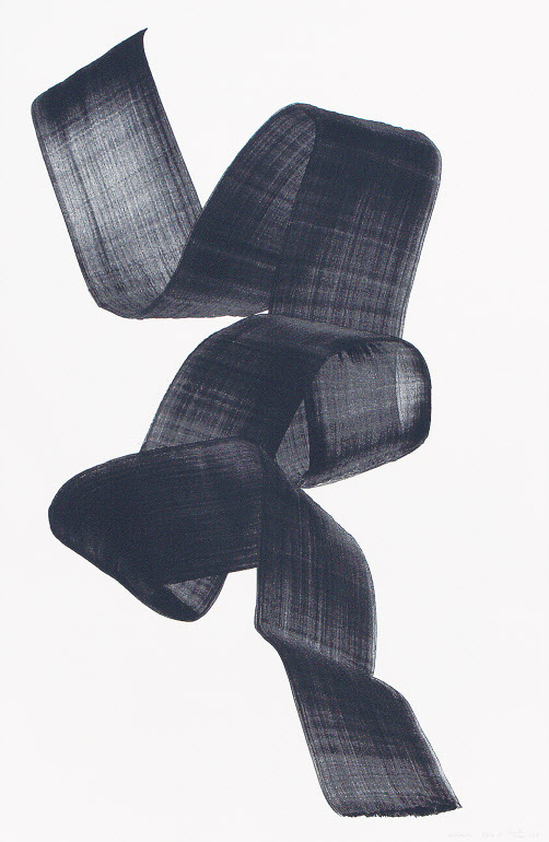 이배, 붓질(Brushstroke 4-66), 종이에 숯, 80.3&times;100cm, 2021