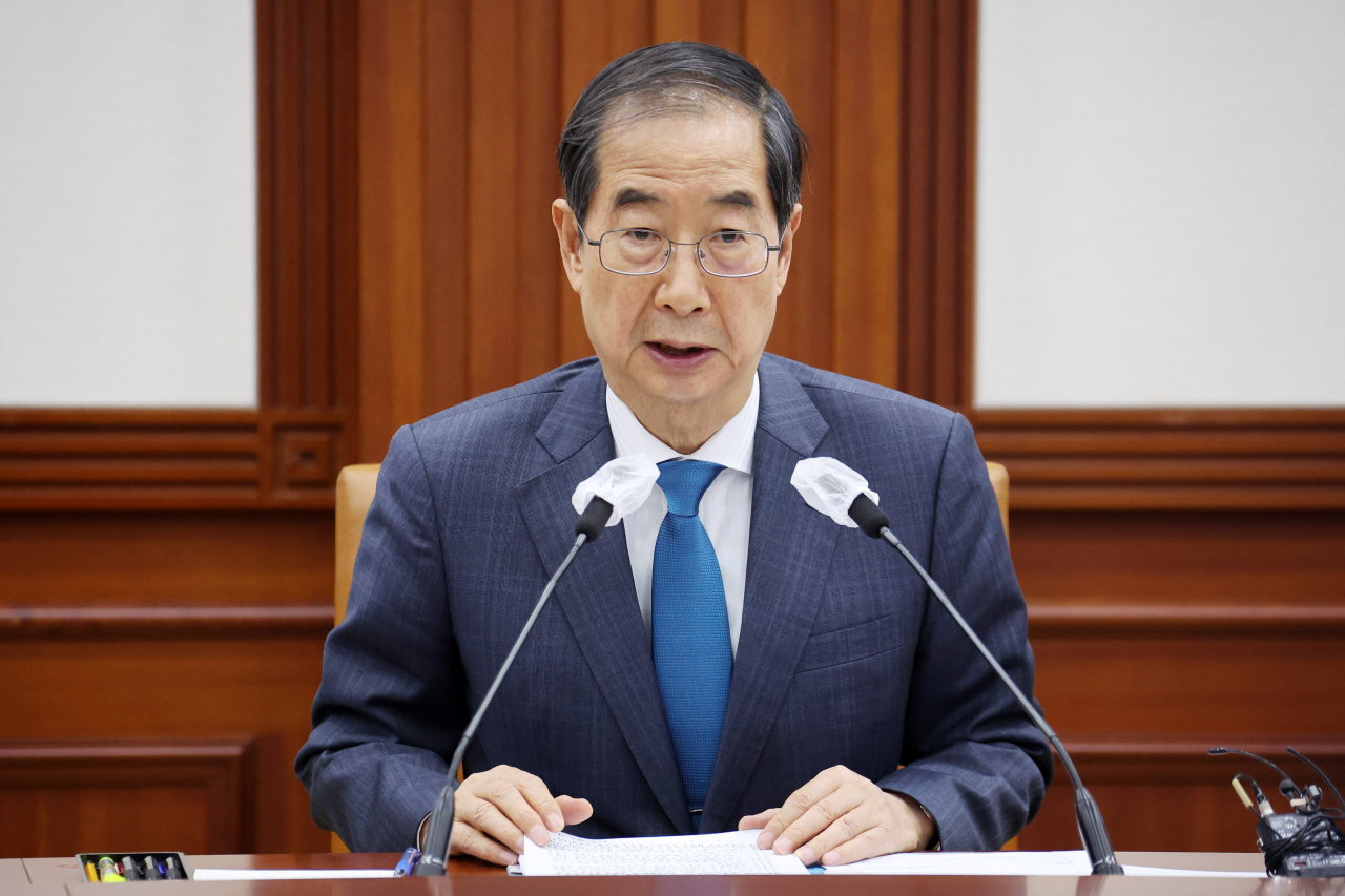 한덕수 국무총리가 지난 20일 정부서울청사에서 열린 국정현안관계장관회의를 주재하고 있다. [연합]