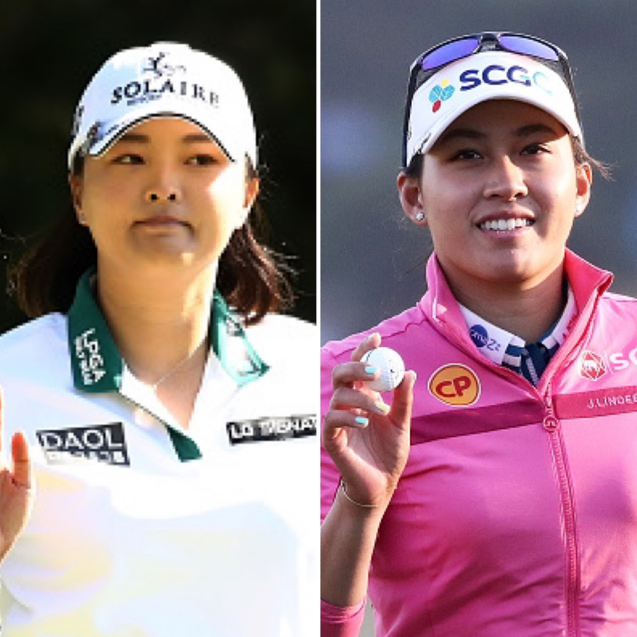 여자골프 세계랭킹 1위 고진영(왼쪽)과 2위 아타야 티띠꾼 [게티이미지]