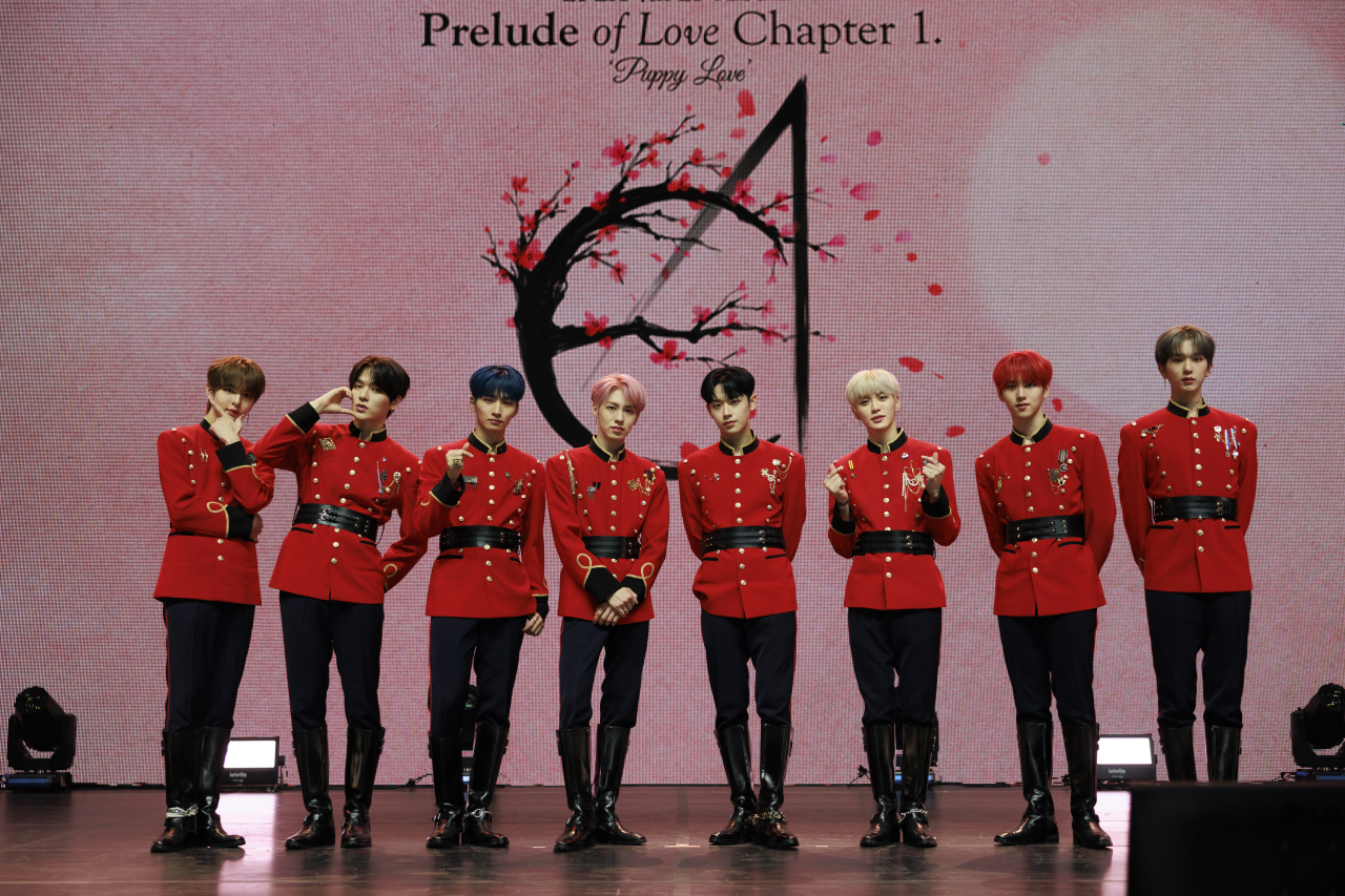 Boy band EPEX poses during an online press conference in Seoul for its new album. (C9 Entertainment)