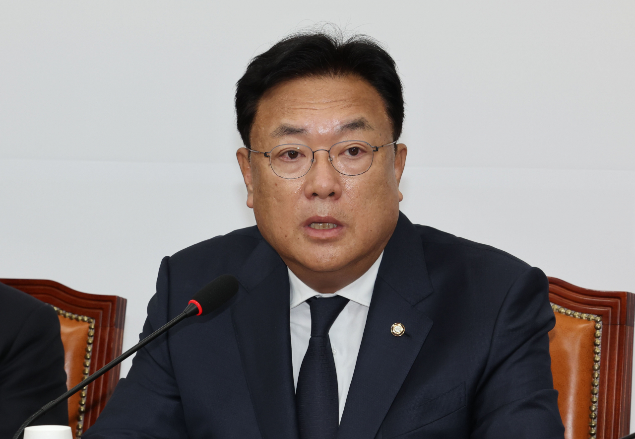 정진석 국민의힘 비상대책위원장이 2일 오전 서울 여의도 국회에서 열린 비상대책위원회의에서 발언하고 있다. [연합]