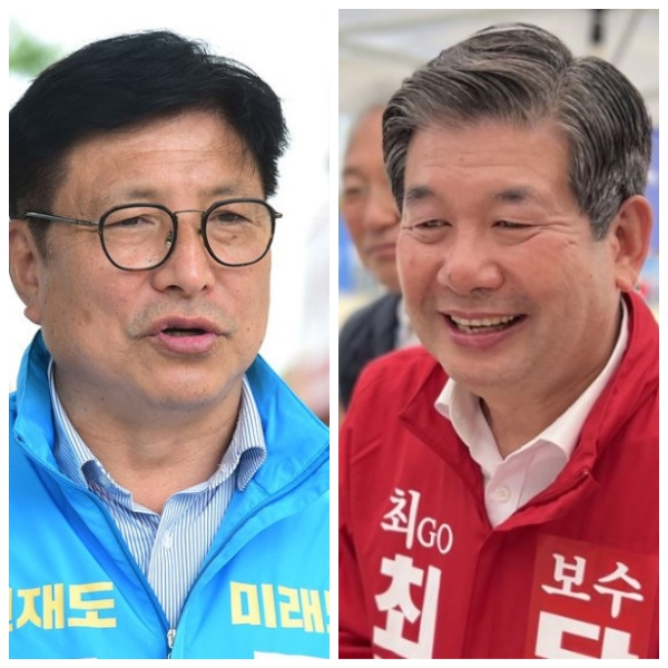 지난 6·1지방선거 당시 인천시교육감 후보로 나선 도성훈 인천시교육감〈왼쪽〉과 최계운 인천환경공단 이사장.