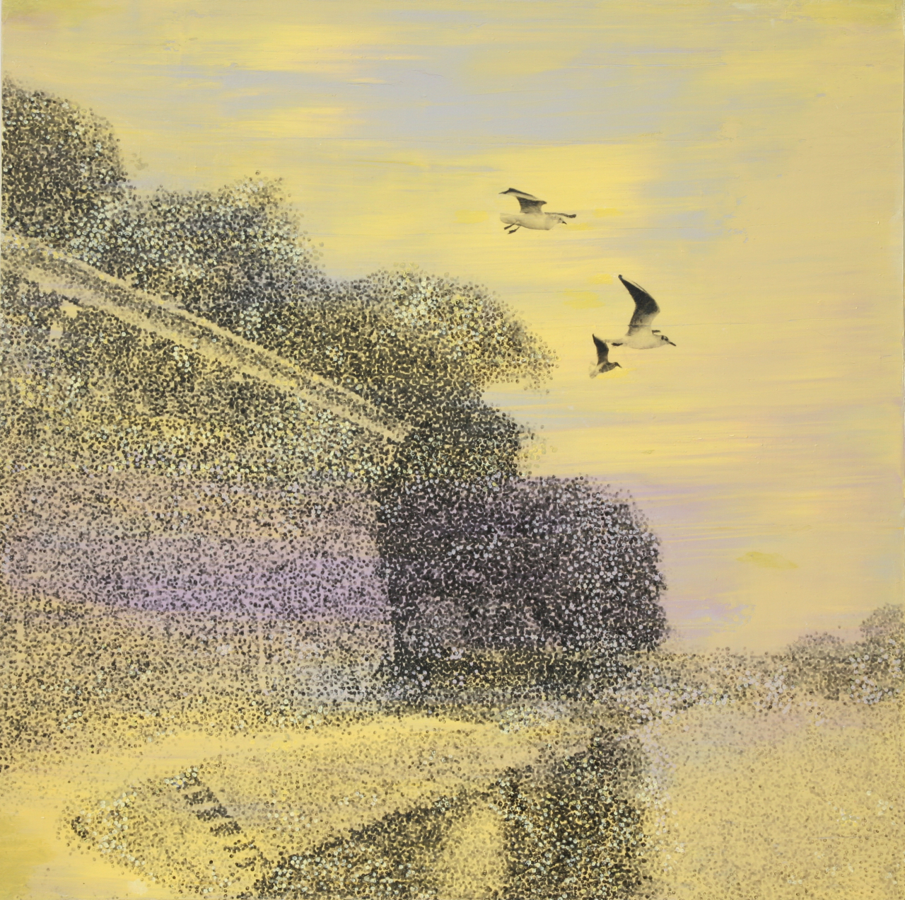이은주, 퐁네프 다리 밑1(Sous le Pont-Neuf), 캔버스에 혼합기법, 80x80cm, 2022 [사진=갤러리 마노]