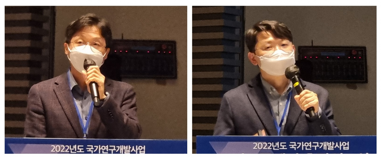 윤여건(왼쪽) 삼성디스플레이 상무와 정상훈 LG디스플레이 상무. 김지헌 기자.