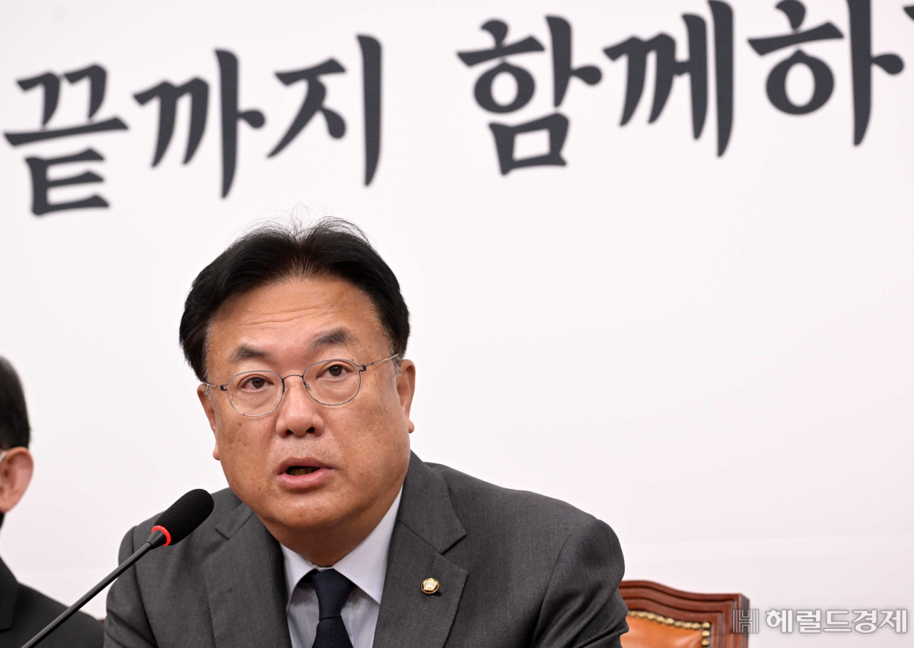 국민의힘 정진석 비대위원장이 14일 오전 국회에서 열린 비상대책위원회의에 참석해 발언을 하고 있다. [사진=이상섭 기자]