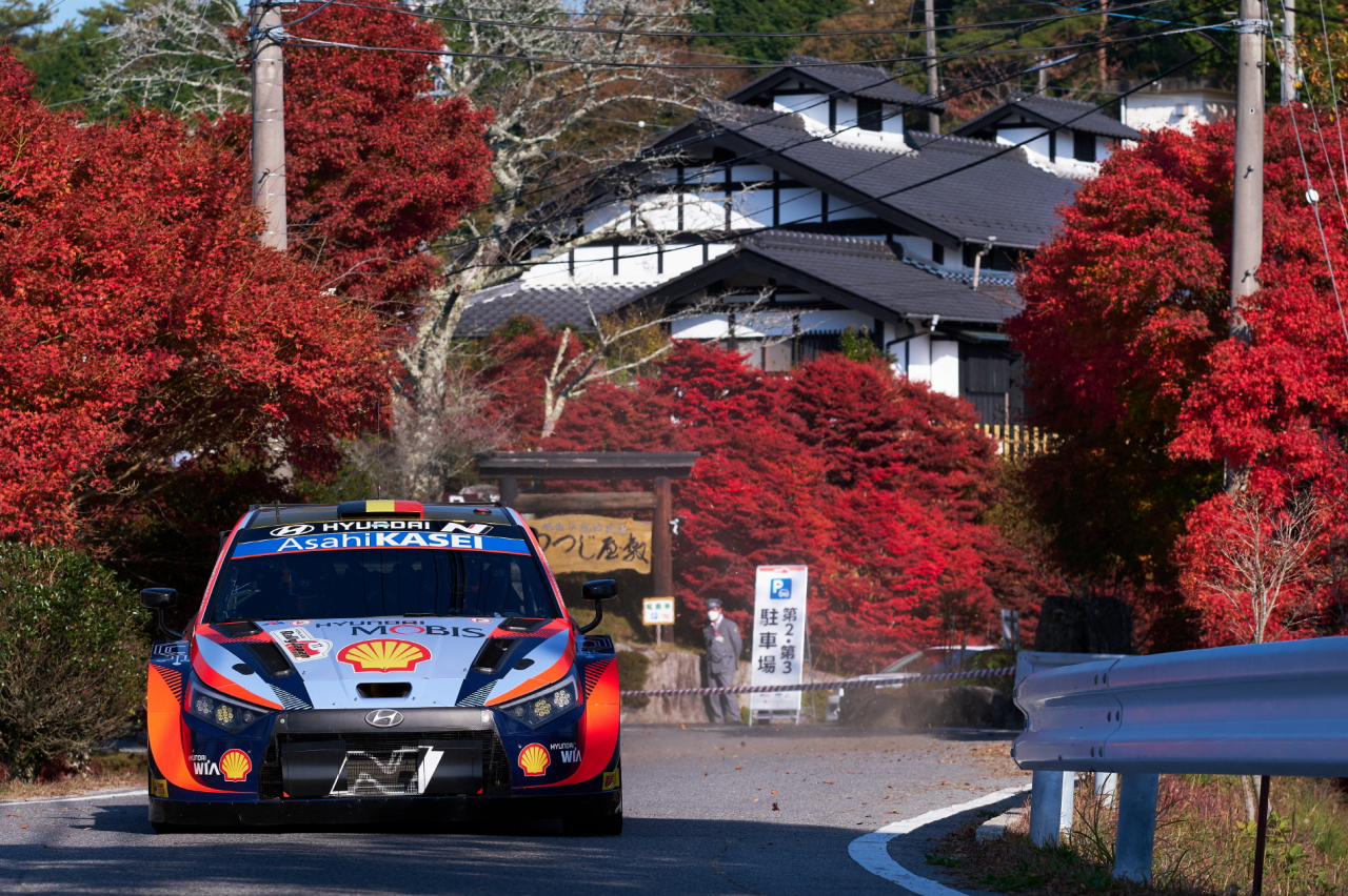 ‘2022 월드랠리챔피언십’ 일본 랠리에 참가한 현대자동차 ‘i20 N Rally1 하이브리드’ 경주차. [현대차 제공]
