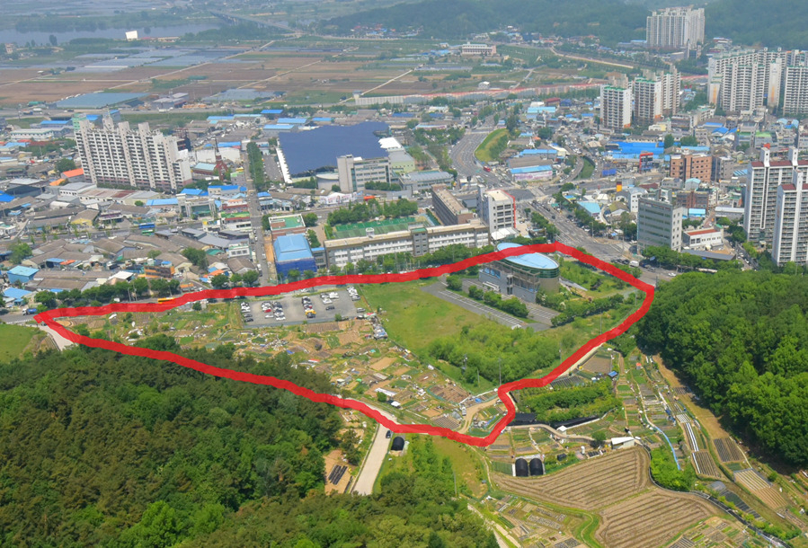 경찰병원 분원 건립 후보지로 선정된 대구 달성군 화원읍 설화리 일대 전경.[대구 달성군 제공]