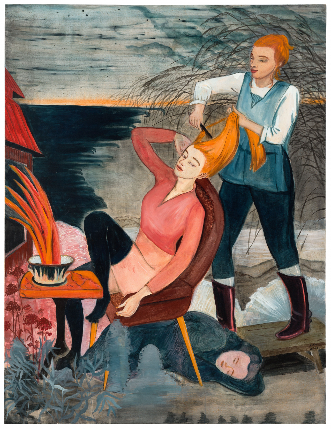 Rosa Loy, Vor der Nacht, casein on canvas, 170 x 130 cm, 2022 [사진=갤러리 바톤]