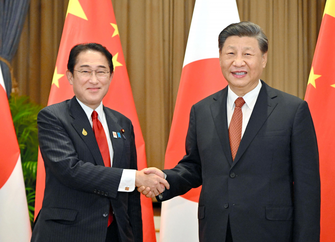 기시다 후미오 일본 총리와 시진핑 중국 국가주석[교도통신]