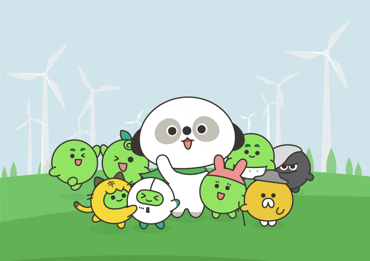 애큐온의 새로운 브랜드 캐릭터인 슈몽이(가운데)와 꿈콩이.[애큐온 제공]