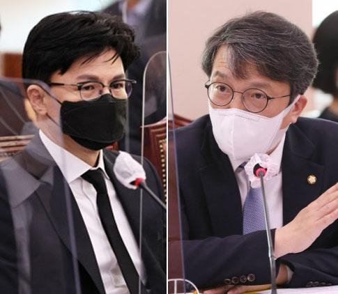 한동훈 법무부장관(왼쪽), 김의겸 더불어민주당 의원. [연합]