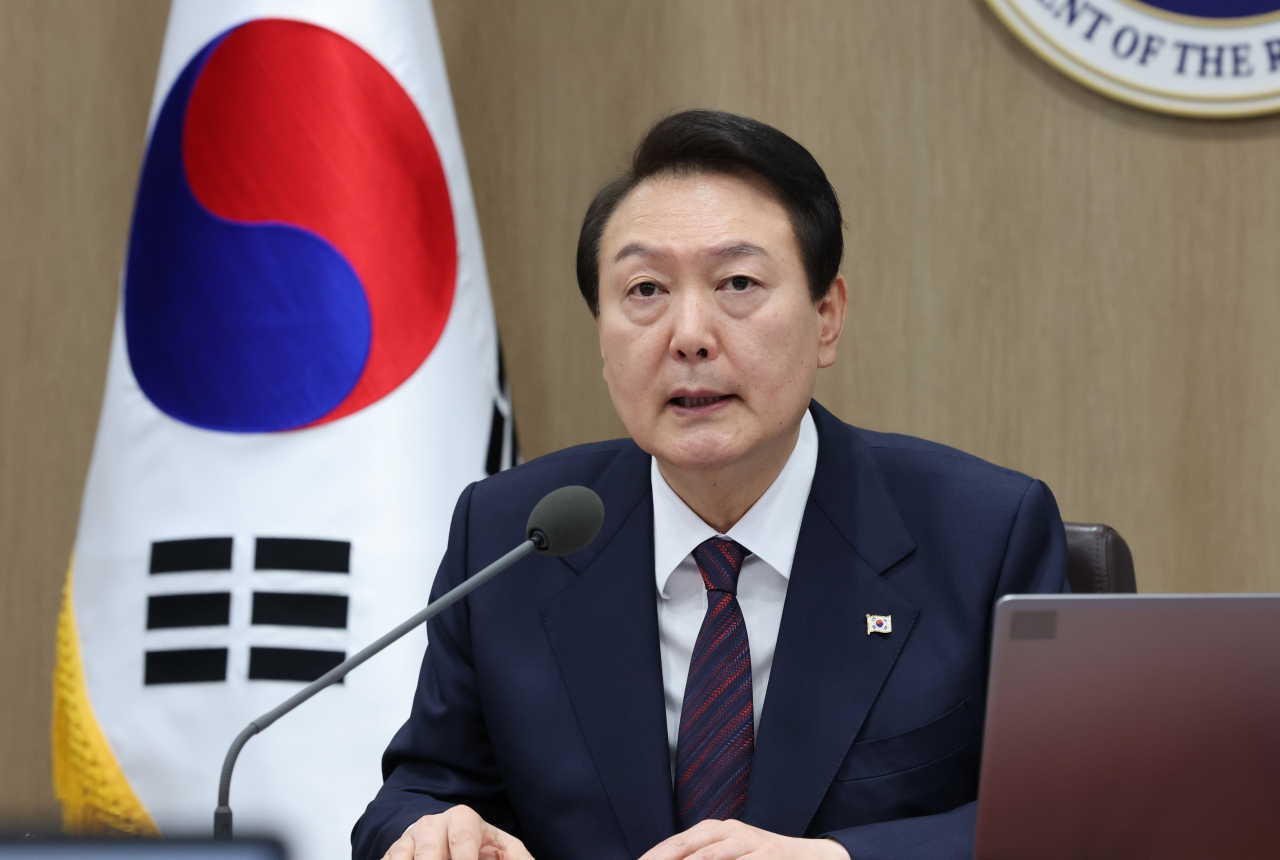 윤석열 대통령이 22일 오전 서울 용산 대통령실 청사에서 열린 국무회의에서 발언하고 있다. [연합]