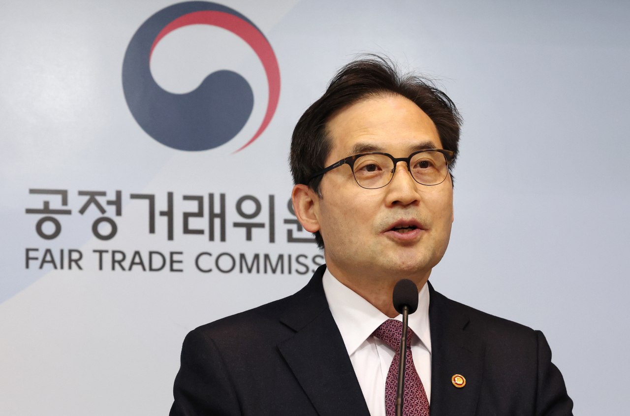 한기정 공정거래위원장이 14일 오전 세종시 정부세종청사에서 열린 출입기자단 간담회에서 발언하고 있다. 연합뉴스