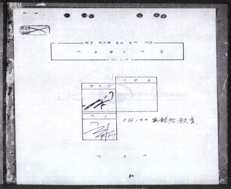 육군보안사령부가 1982년 작성한 ‘좌경의식화 불순분자 대상 대공활동지침’ 문서. [진화위 제공]