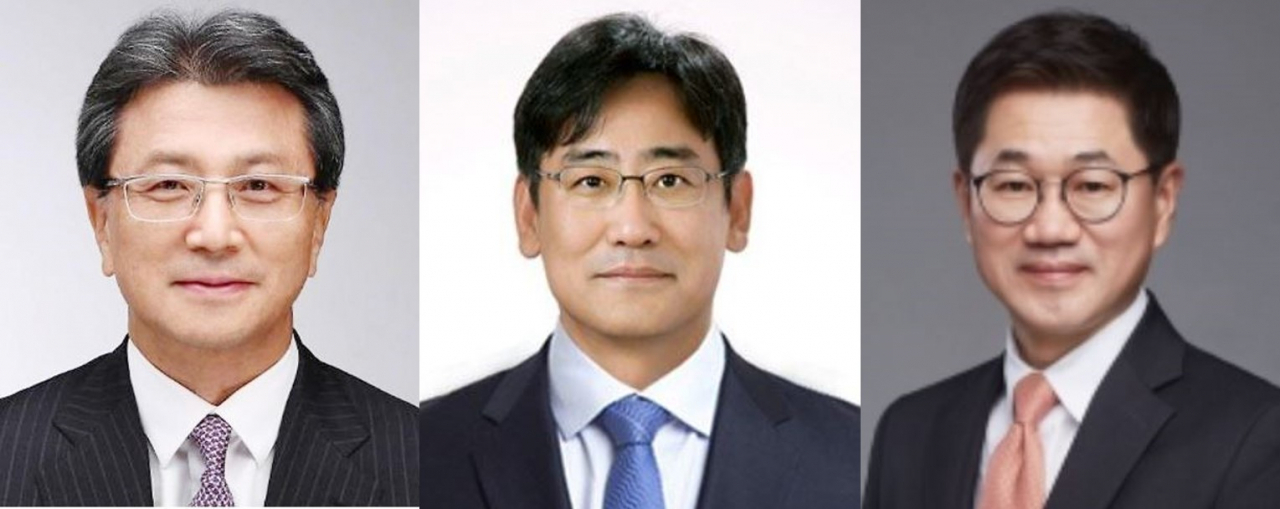 (왼쪽부터) 정현호 삼성전자 부회장, 김명수 삼성물산 사장, 박종문 삼성생명 부사장 [삼성 제공]