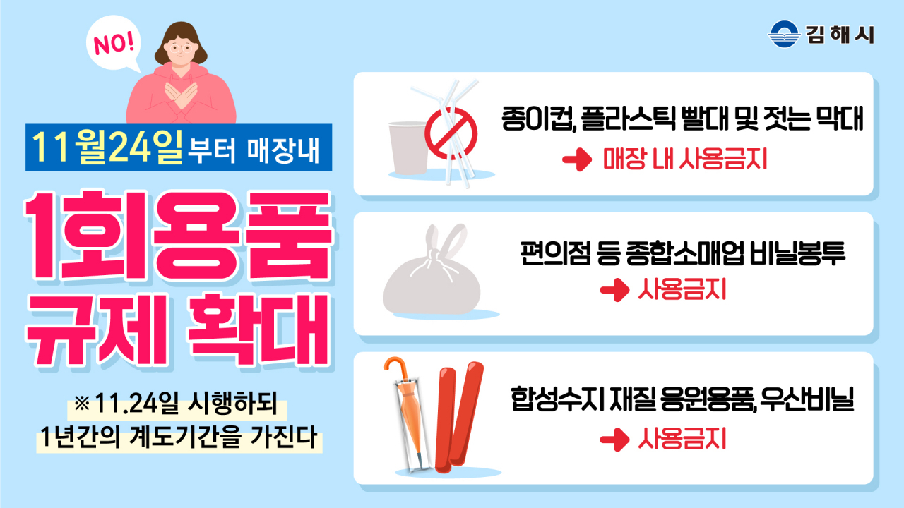 김해시 1회용품 사용 규제 확대 안내 리플릿. [사진=김해시]