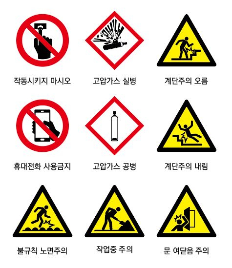서울시가 산업현장 내 안전을 위해 개발한 ‘서울 표준형 안전디자인’ 픽토그램. [서울시 제공]