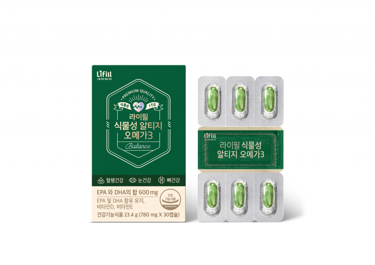 농심의 건강기능식품 브랜드 ‘라이필’의 ‘식물성 알티지 오메가3’. [농심 제공]