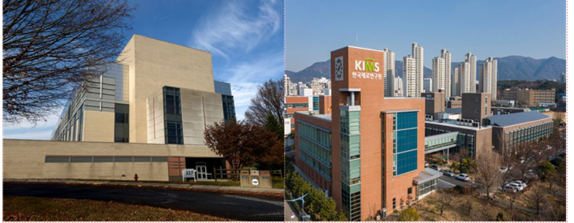 미국 표준기술연구원 내 소재측정연구소(왼쪽)와 한국재료연구원(오른쪽) 전경.[한국재료연구원 제공]