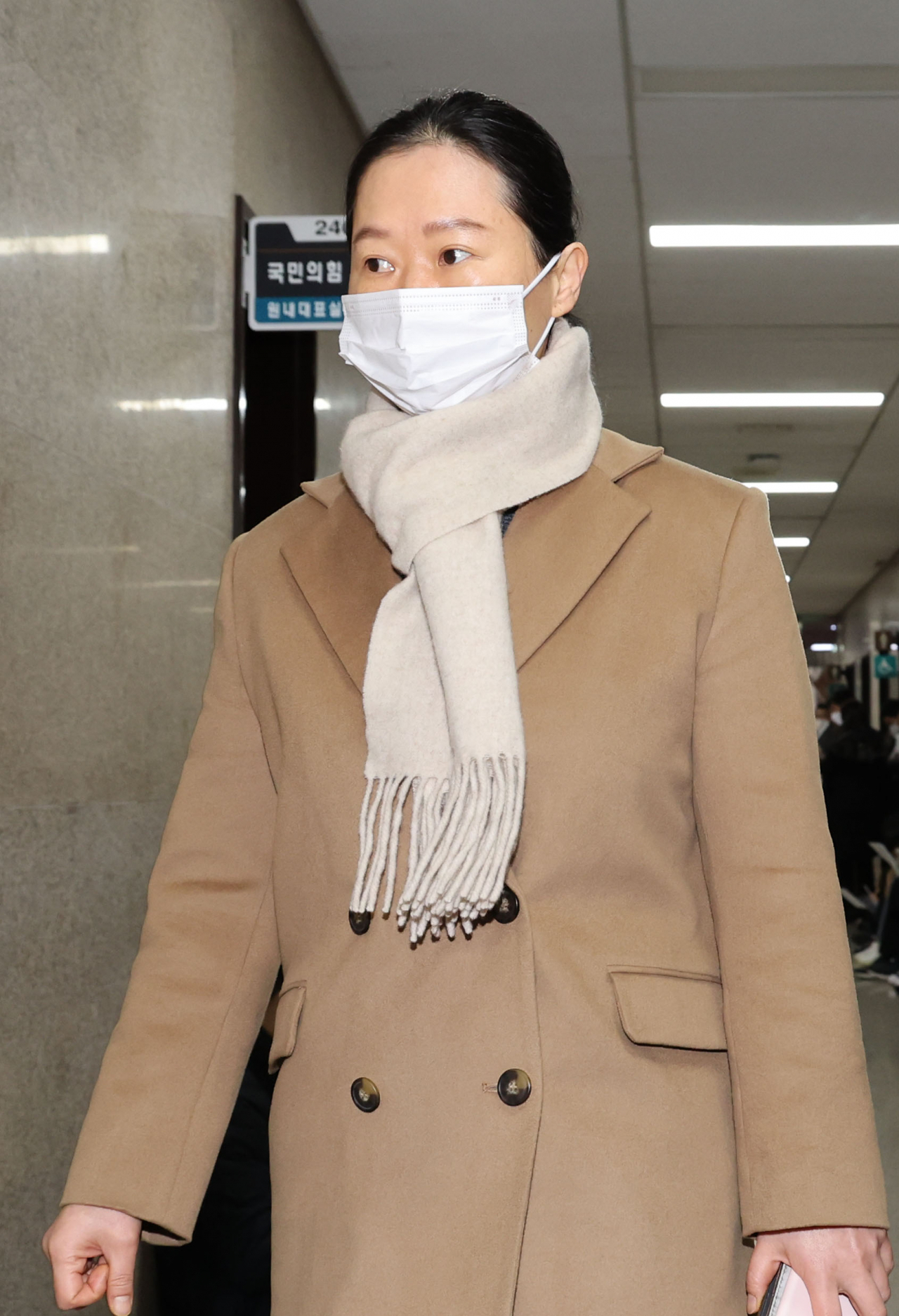 권은희 국민의힘 의원이 29일 오후 서울 여의도 국회에서 열린 원내대표 주재 비공개 긴급 중진의원 회의에 참석하고 있다. [연합]
