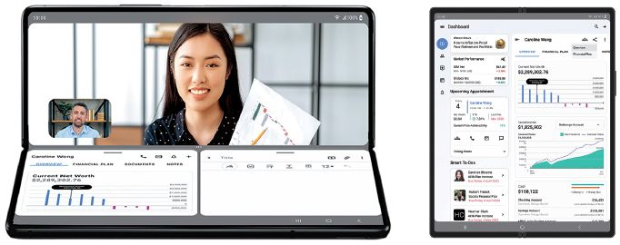 삼성전자 갤럭시Z폴드4에서 IBM iX와 금융사가 개발한 솔루션을 활용하는 모습 [삼성전자 제공]