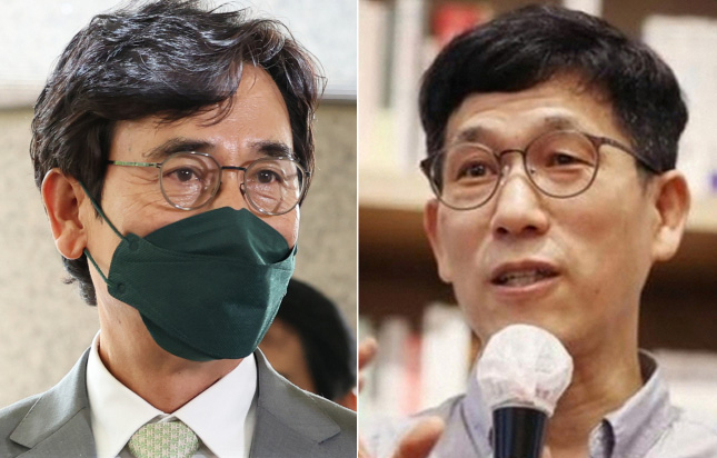 유시민 전 노무현재단 이사장(왼쪽), 진중권 광운대 특임교수. [연합]