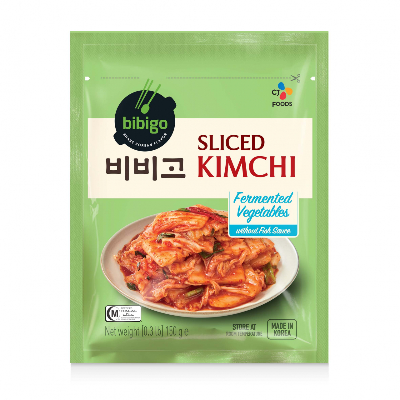 CJ제일제당이 선보인 ‘비비고 썰은 김치’. 깔끔한 김치 맛을 선호하는 글로벌 소비자 입맛에 맞게 젓갈 없이 100% 식물성 원료로 담갔으며, 발효제어기술이 적용됐다. [CJ제일제당 제공]