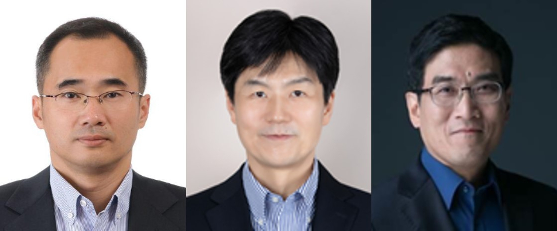 (왼쪽부터) 김우준 삼성전자 DX부문 네트워크사업부장 사장, 남석우 삼성전자 DS부문 글로벌 제조&인프라총괄 제조담당 사장, 송재혁 삼성전자 DS부문 최고기술책임자(CTO) 겸 반도체연구소장 사장. [삼성전자 제공]