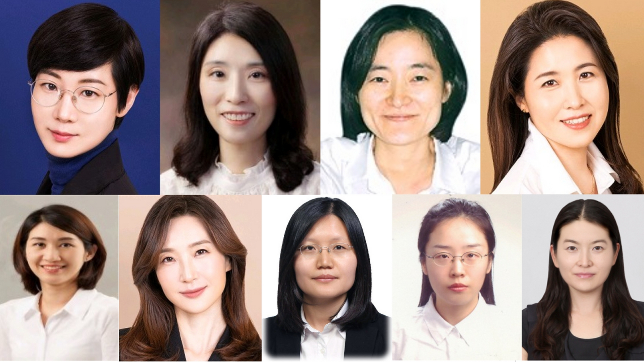 삼성전자가 2023 정기임원 인사를 단행했다. 이날 승진한 9명의 여성 임원들. 안희영(왼쪽 위부터) 상무, 한글라라 상무, 손영아 상무, 왕지연 상무, 김세진 상무, 안주원 상무, 이금주 부사장, 강보경 상무, 손보영 상무 [삼성전자 제공]