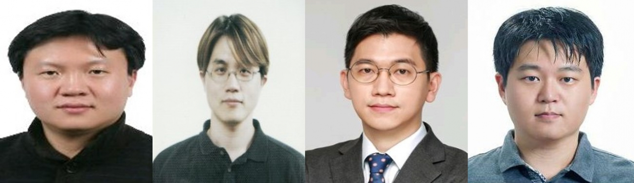 (왼쪽부터)40대인 문성훈·이정원 부사장과 (왼쪽 세번째부터) 30대인 배범희·이병일 상무. [삼성전자 제공]